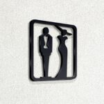 Σήμανση τουαλέτας WC "ανδρών γυναικών" ξενοδοχείων - εστίασης 3mm πάχος, Μαύρο - Λευκό