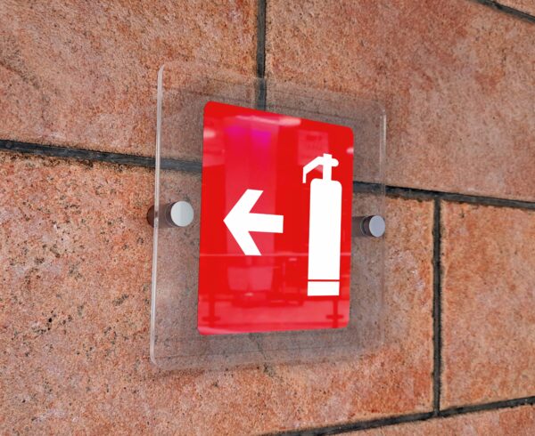 Glass sign plate on white wall Mockup