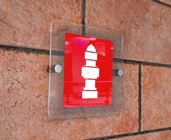 Glass sign plate on white wall Mockup