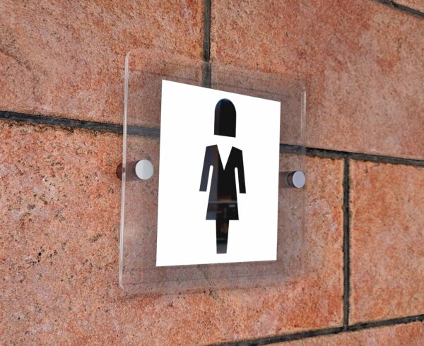 Glass sign plate on white wall Mockup