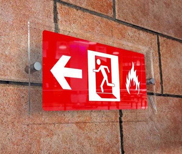Glass sign plate on white wall Mockup