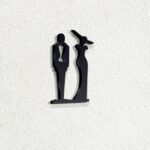 Σήμανση τουαλέτας "WC LADY & GENDLEMAN" ξενοδοχείων 3mm πάχος, Μαύρο - Λευκό