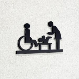 Σήμανση τουαλέτας AMEA + BABY  ξενοδοχείων 3mm πάχος, Μαύρο - Λευκό